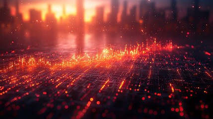 Naklejka premium in depth analysis intricate financial data and market trends visualization over futuristic tech inspired backdrop