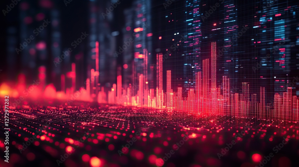 Poster in depth analysis stock market trends and investment opportunities highlighted by detailed graphs in