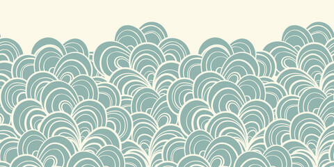 Seamless floral border based on traditional folk art ornaments. Flowers on color background. Scandinavian style. Sweden nordic style. Vector illustration. Simple minimalistic design.