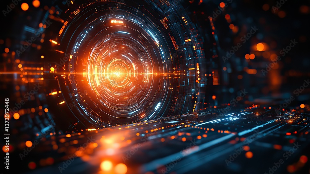 Aufkleber innovative high tech business background featuring futuristic technology elements and digital interf