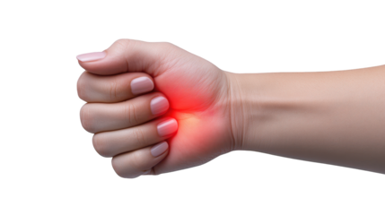 Red wrist pain, closeup of hand showing redness and potential irritation or rash on skin