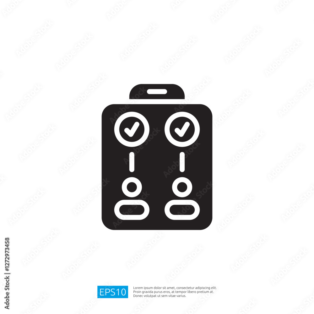 Poster minimalist icon of a checklist board with checkmarks and empty boxes on a plain background