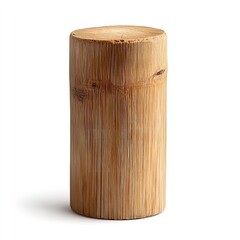  Light Bamboo Cylindrical Stool or Side Table: A Short, Round, Cylindrical Stool or Side Table Made of Light-Colored Bamboo, Isolated on a White Background, Emphasizing Natural Materials, Simplicity, 