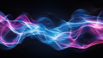 Abstract Flowing Energy: Blue and Pink Waves