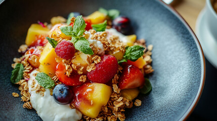 Obraz premium Invigorating Granola Fruit Bowl for Healthy Eating and Lifestyle