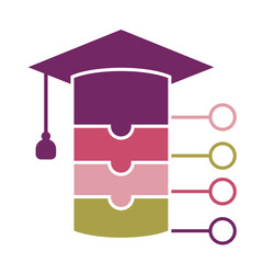 Graduation Puzzle Education Infographic With Text And icons stock illustration. Stroke Editable