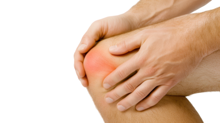 Man holding knee in pain, seeking relief and support for leg discomfort