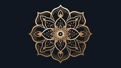 Ornate Mandala in Gold with Rich Black Background