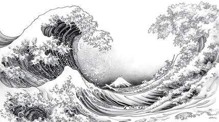 japanese ukiyo e art of the great wave off kanagawa by hokusai as an adult coloring page