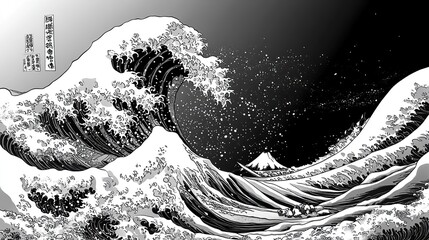 japanese ukiyo e art of the great wave off kanagawa by hokusai as an adult coloring page