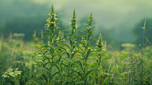 Blooming ragweed serves as an allergen for allergy sufferers during the warm season