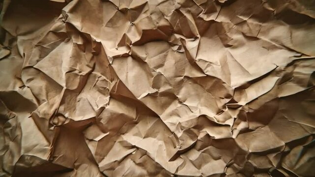 Texture background of crumpled and creased recycled brown paper