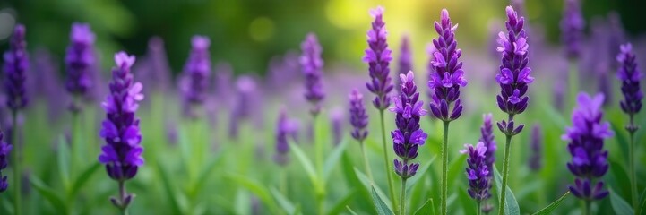 Obraz premium Purple flower clusters bloom among lush green foliage, flowers, blooms, lavender