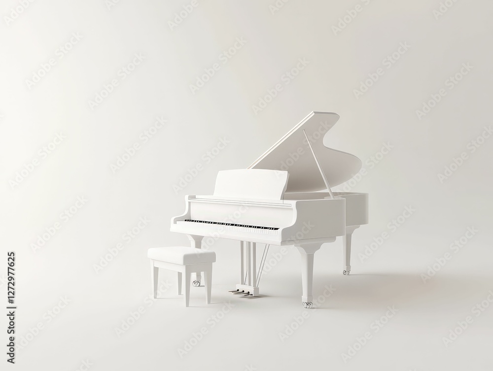 Aufkleber 3d minimalist grand piano render in a smooth elegant studio setting capturing serenity and sophistic