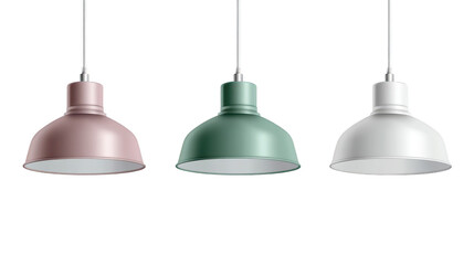 Trio of pastel pendant lights, illuminating modern interior design with soft hues