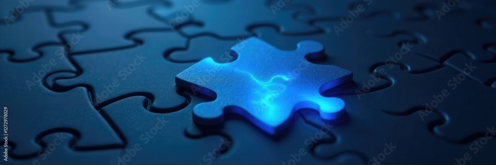 Canvas Prints puzzle piece with an embedded soft blue light source, soft, illumination, light