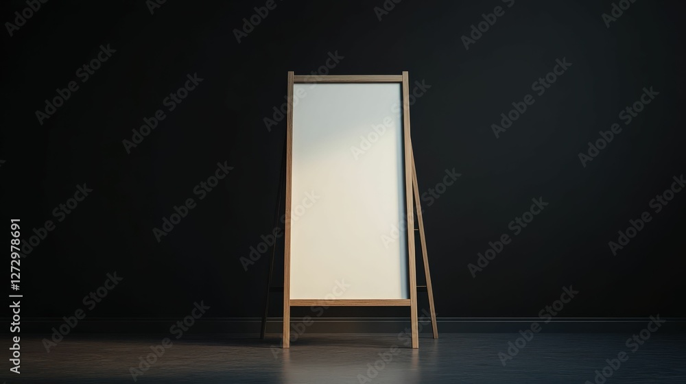 Poster 3d ladder ascending into rectangular frame minimalist studio installation modern design creative con