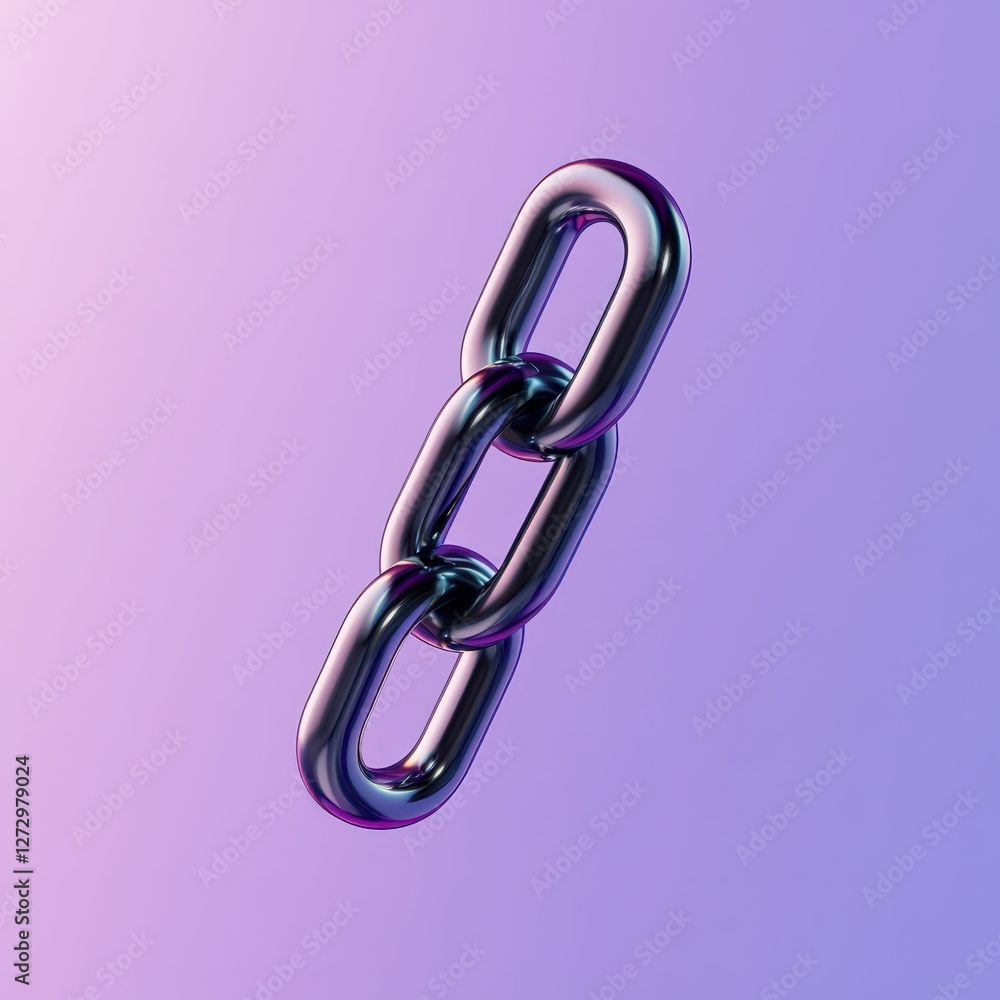 Poster 3d minimalist chain link symbolizing connection in abstract space digital contemporary environment a