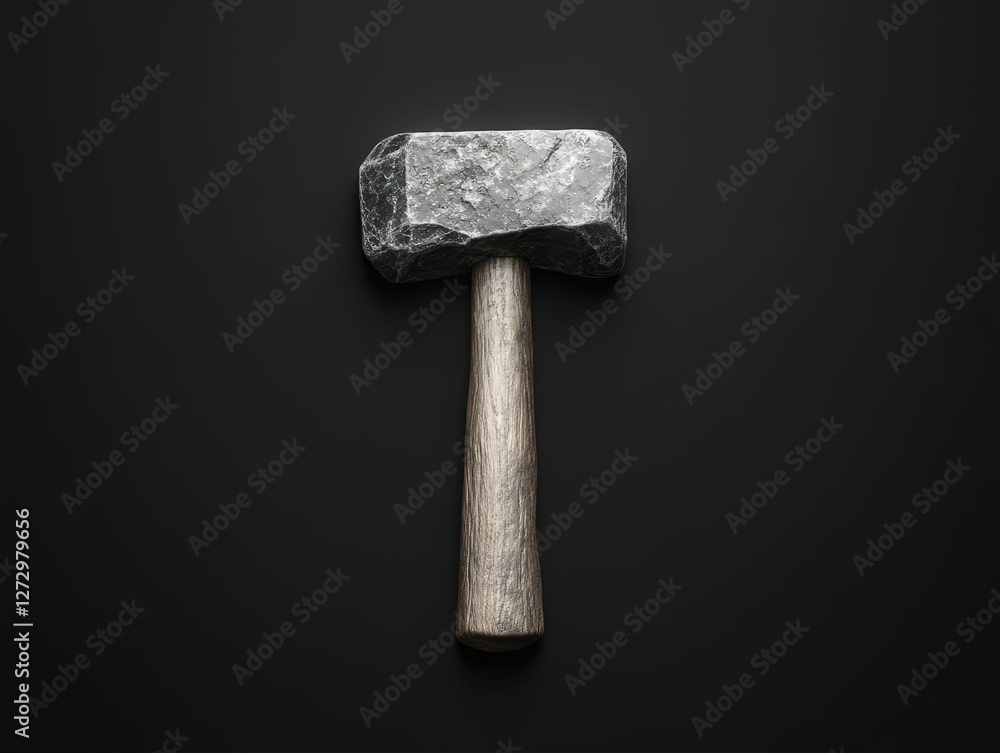 Poster 3d minimalist hammer and chisel icon symbolizing building creativity studio setting dark background