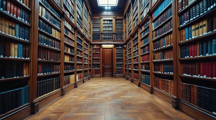 law library with shelves of books and legal documents in a professional office