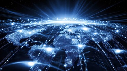 Fototapeta premium Navigating the global network of devices high-fidelity visualization and futuristic views