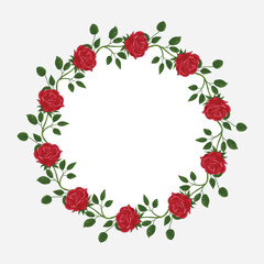 Pink Rose Floral Wreath EPS Vector