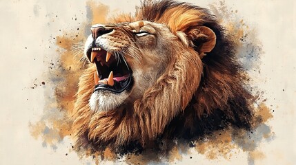lion roaring fiercely with majestic mane on isolated transparent background perfect for wildlife design projects and animal themed digital artwork