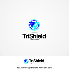 TriShield Logo Template Design Vector