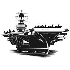 Aircraft carrier silhouette black color vector 