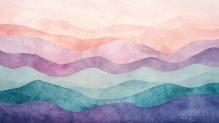 Abstract Pastel Mountain Landscape: A Serene Watercolor Hillscape