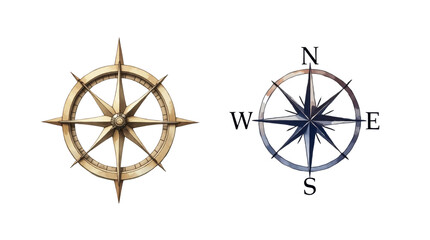 Business idea mockup with transparent background elements featuring navigation compasses in graphic design environment