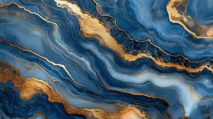 Obraz premium Abstract marble design, blue and gold veins, interior design texture