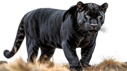 majestic black jaguar isolated on transparent background for wildlife design projects featuring stealthy and powerful big cats in high resolution ideal for exotic animal and nature themed concepts