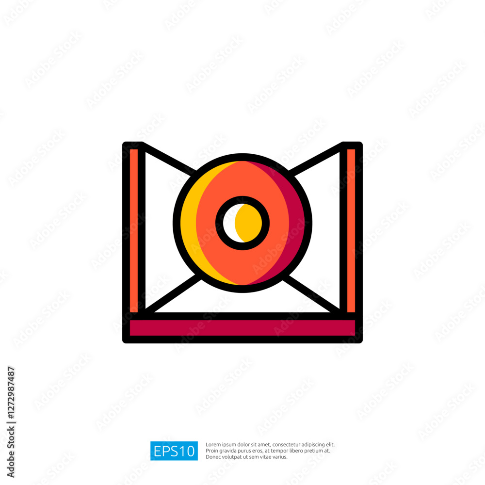 Poster colorful abstract icon with round shape in layers creating a vibrant graphic design representation