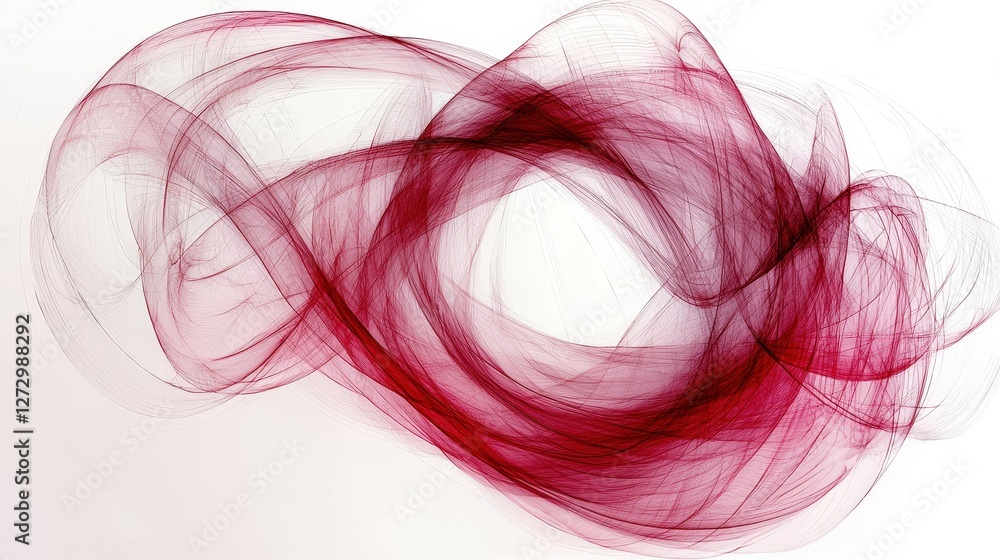 Poster vibrant red abstract design with intricate patterns set against a clean white background