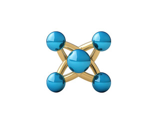 3d render of a blue molecular model with spheres, deep dive into structures and scientific visualization