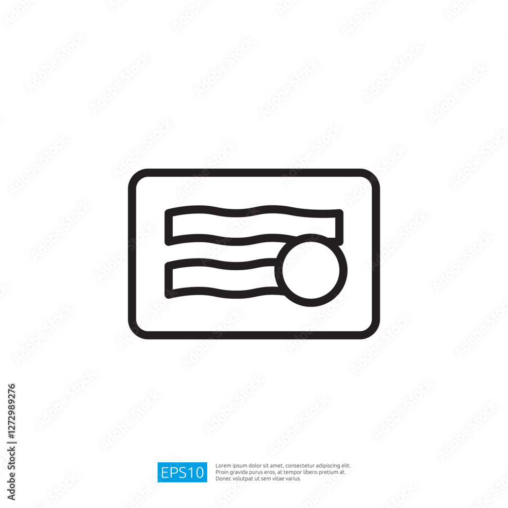 Poster minimalist document icon featuring lines and circle representing certification and authentication in
