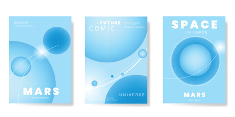 Planet and galaxy Space card vector set. Solar system with galaxy planets, asteroids, jupiter, saturn, mars, moon, ring line solar. Cosmic design for flyer, brochure, background, poster, cover.