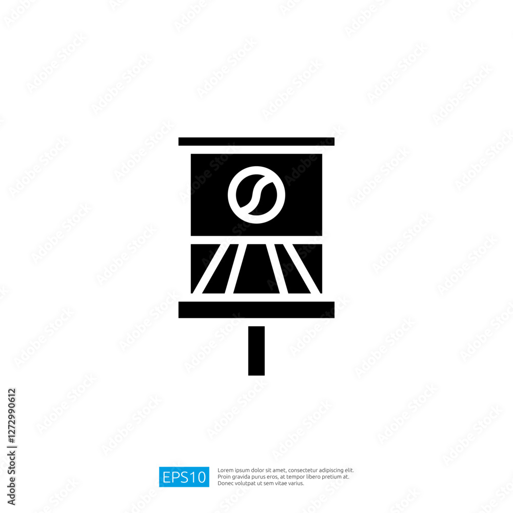 Poster warning icon symbol representing alert notification with caution sign and direction indicator in min