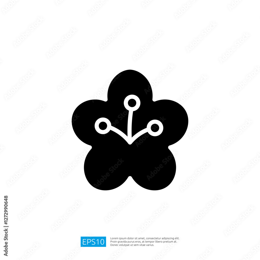 Poster abstract technology flower icon representing digital connection and growth in modern design with cle