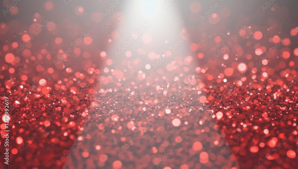 Poster sparkling red shimmer: capturing the magic of light and festive sparkle. a bright beam of light illu