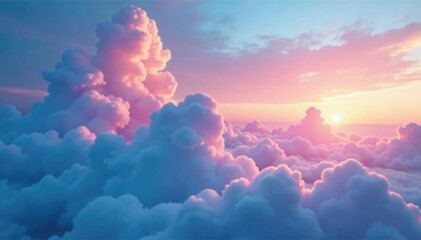 Softly glowing clouds in a dreamy blue and pink gradient at sunset, nature, evening