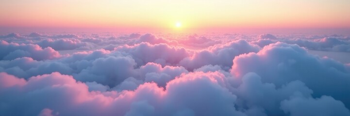 Softly glowing clouds merge with foggy terrain, clouds, scenery