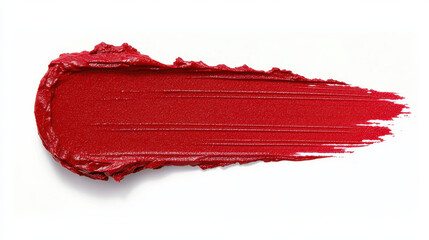 Red lipstick swatch with smooth texture on clean white background