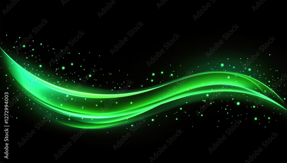 Poster emerald flow: a dynamic and vibrant composition of an emerald green wave flowing gracefully across a