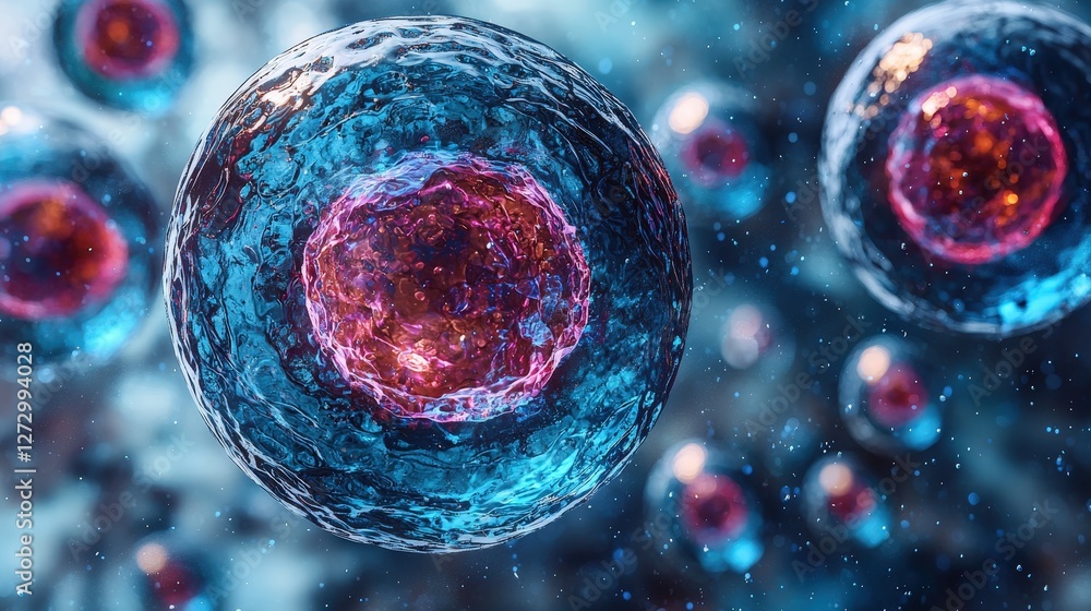 Poster an intriguing image of a cell encapsulated within another cell structure