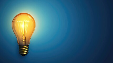 Illuminating the Path: A vibrant light bulb glows brightly against a deep blue backdrop, symbolizing innovation, inspiration, and the spark of an idea.