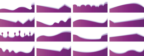 Vector Set of Abstract Wave Divider Shapes – Top and Bottom Borders for Websites, Apps, Banners, Posters – Modern Web Page Separators with Fluid, Curved, and Wavy Elements