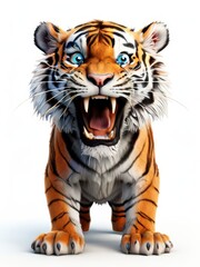 Obraz premium an AI Image Generator, Close-Up of Animated Tiger Roaring