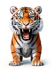 Fototapeta premium an AI Image Generator, Close-Up of Animated Tiger Roaring